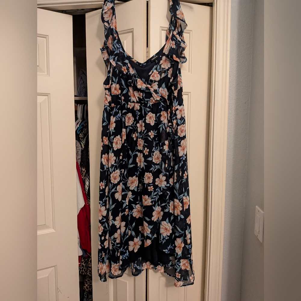 Torrid Navy and Peach Floral Dress